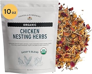Sassafras & Pumpernickel's Certified USDA Organic Chicken Nesting Herbs (10 oz, Resealable Bag) Aromatic Herbs for Coops and Nest Boxes, nesting herbs for chicken coop, coop refresher for chickens