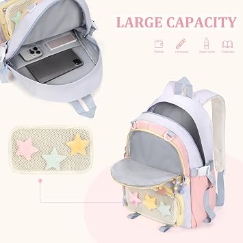 Kawaii ita Backpack - Cute Backpack Coquette Aesthetic Back Pack Y2K Daypack with Clear Pockets with Clear Pockets (Blue)