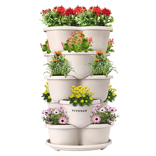 VIVOSUN 5 Tier Vertical Gardening Stackable Planter for Strawberries, Flowers,