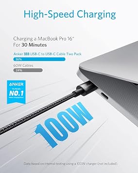 Anker Zolo 50W USB C Plug & USB C to USB C Charger Cable (Bundle)