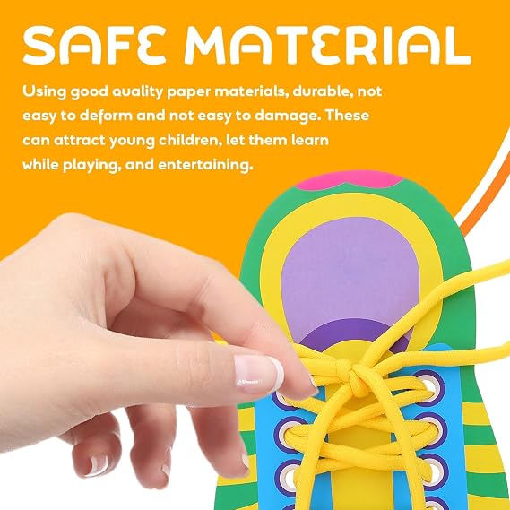 NUOBESTY Shoe Tie Practice for Kids Shoe Tying Practice Board Shoelace Threading Teaching Toys Learn to Tie Shoelaces Toddlers Preschool Learning Toys Fine Motor Skills Early Educational, 5 Sets