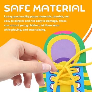 NUOBESTY Shoe Tie Practice for Kids Shoe Tying Practice Board Shoelace Threading Teaching Toys Learn to Tie Shoelaces Toddlers Preschool Learning Toys Fine Motor Skills Early Educational, 5 Sets
