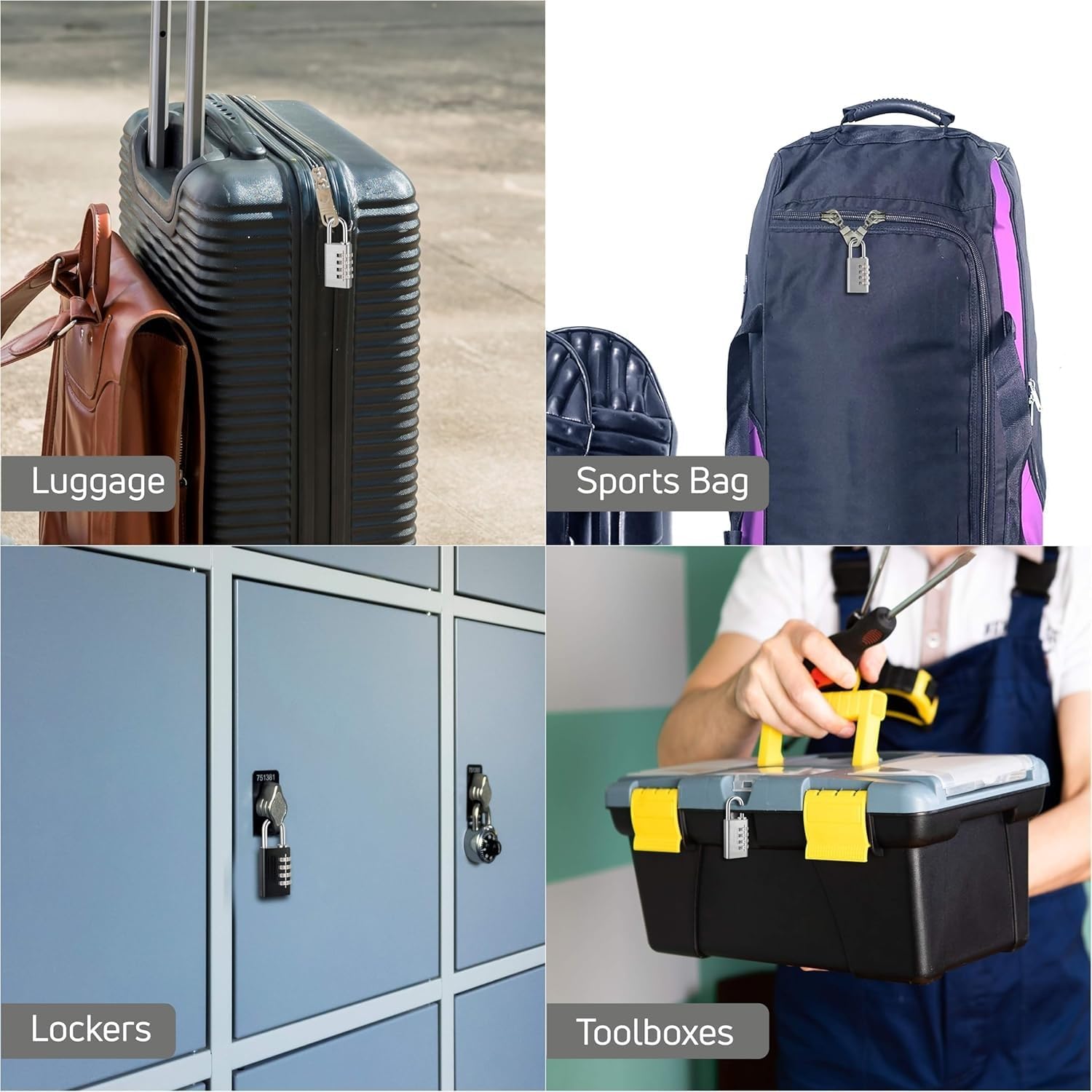 4 Digit Number Locks (Pack of 2)|30mm Combination Padlocks for Luggage, Sportsbag, Tool Boxes, and Lockers | Water Resistant | Travel-Friendly