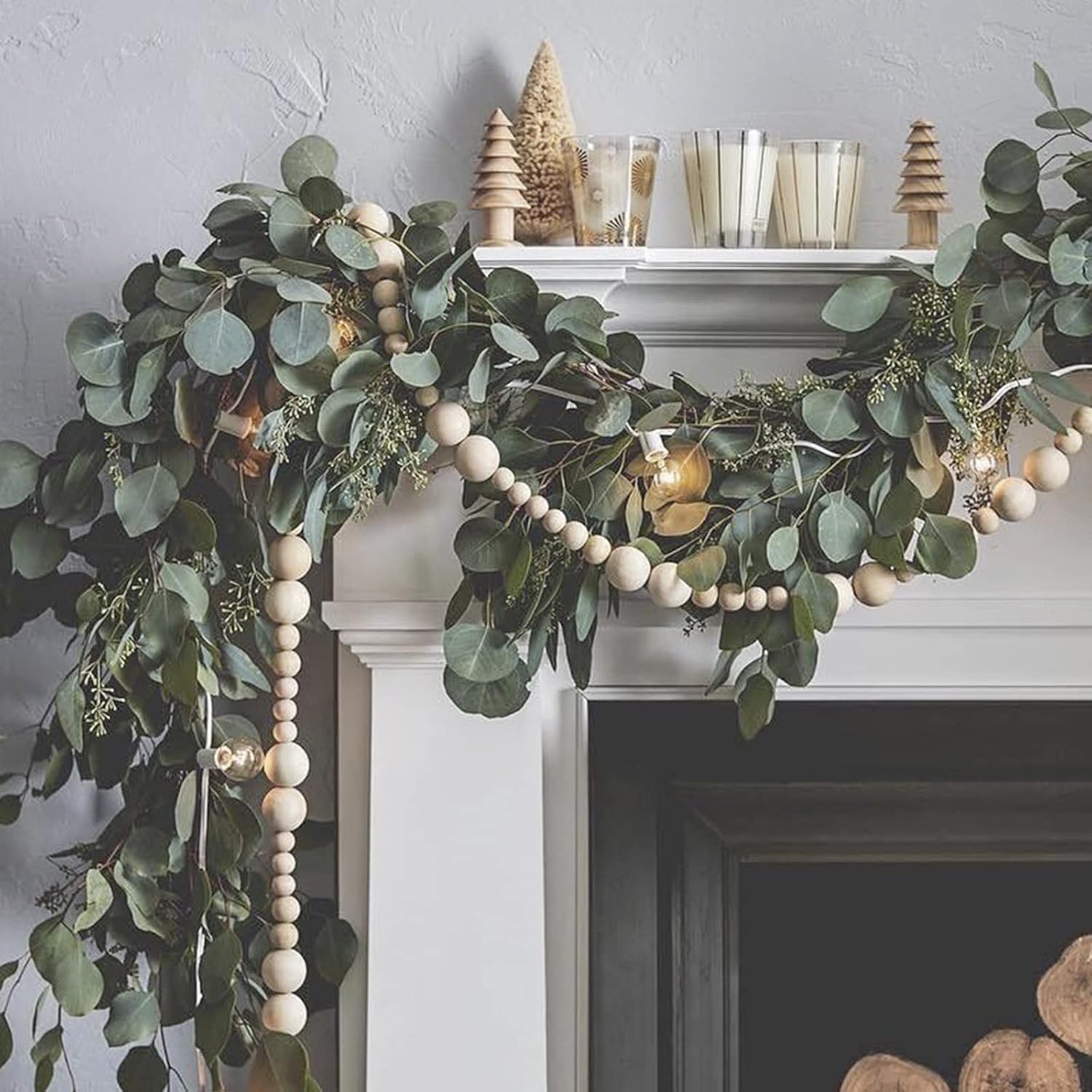 JPSOR 5 Pack Artificial Eucalyptus Garland Greenery Eucalyptus Vines Faux Silver Dollar Eucalyptus Strands for Mantle Table Wedding Party Garden Home Decoration