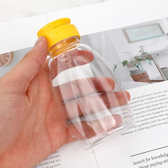 2Pcs Clear Plastic Honey Bottles Honey Squeeze Jar Empty Refillable Food Grade Honey Container with Flip Top Lids Leakproof Squeeze Honey Bottle No Drip Lids Condiment Container for Storing Dispensing