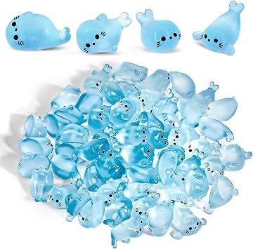 60PCS Glow in The Dark Mini Seal Figurines, Mini Resin Animals, Cute Luminous Seal Animals for Fairy Garden, Aquarium, Potted Plants, Desk Display DIY Crafts