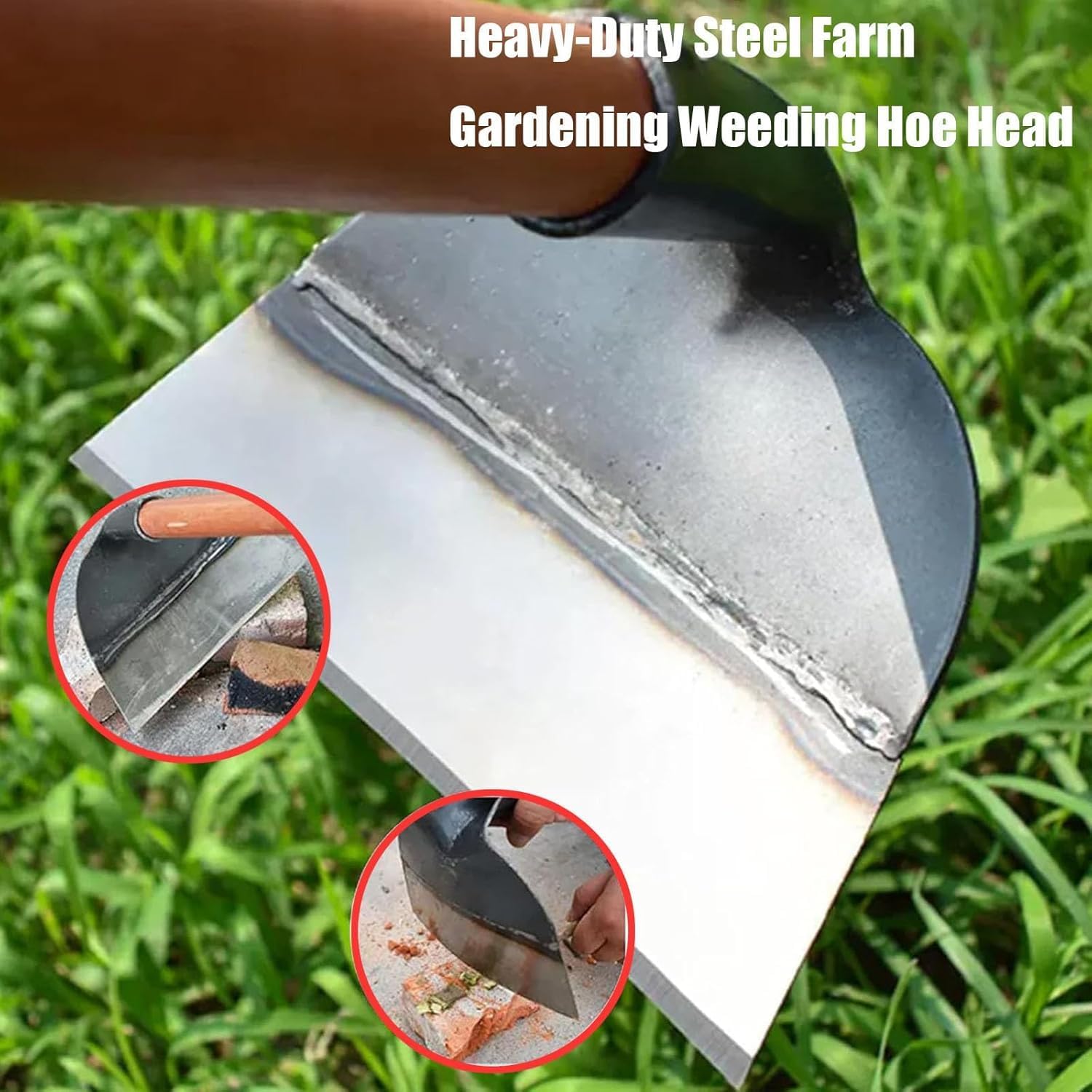Heavy-Duty Steel Farm Gardening Weeding Hoe Head, Garden Hoe for Weeding (7.28in)