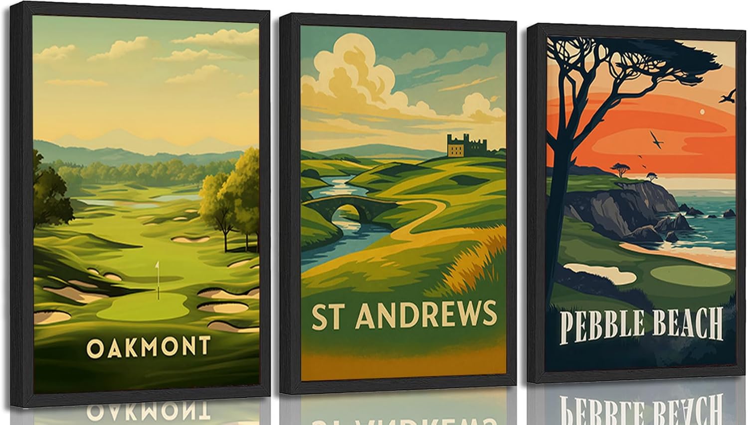 3 Pcs Golf Course Poster Wall Art Country Club Sports Painting Picture Wall Decor Picturesque Golf Course Poster Print Artwork for Modern Home Office Bedroom Gallery Living Room Home Home Decoration