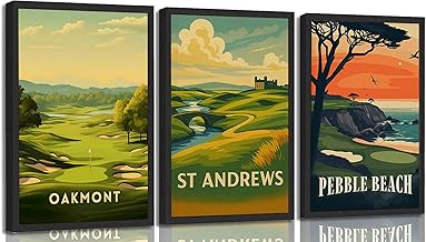 3 Pcs Golf Course Poster Wall Art Country Club Sports Painting Picture Wall Decor Picturesque Golf Course Poster Print Artwork for Modern Home Office Bedroom Gallery Living Room Home Home Decoration