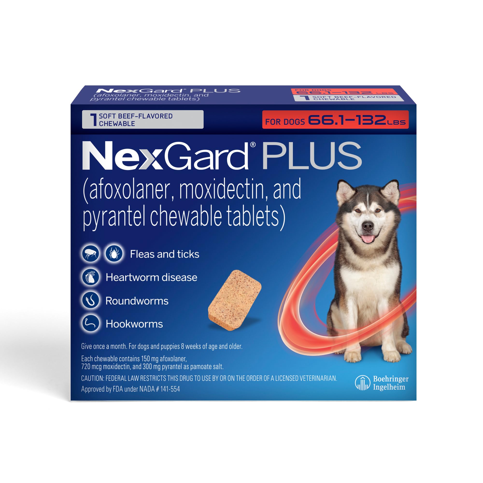 NexGard Plus 66.1-132 lbs Red Box