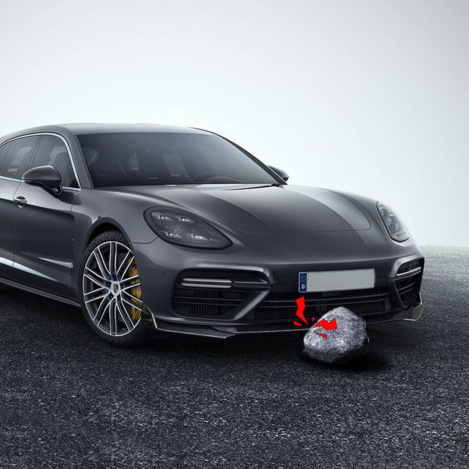 4Pcs Front Bumper Lip Chin Spoiler Splitter Diffuser Protector Air Dams Fit 66.9"-76.7'' Width Cars with 2Pcs Adjustable 8"-11" Black Splitter Rods, Glossy Black Sharp Corner