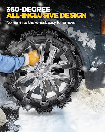 Miniatura 4 de KYX Cadenas de neumáticos para automóvilSUVcamionetas, cadenas universales ajustables de nieve de emergencia para neumáticos, 8.7-11.1 pulgadas,
