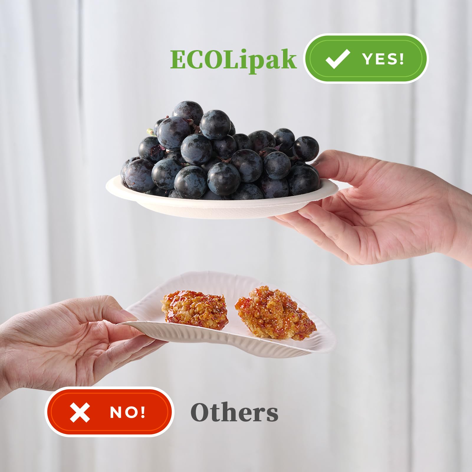 ECOLipak Platos De Papel Pequeños Compostables Desechables 6 Pulgadas, Paquete 200 Reciclados Bagazo Caña Azúcar, Biodegradables, Resistentes, Mini Cena, Aperitivos