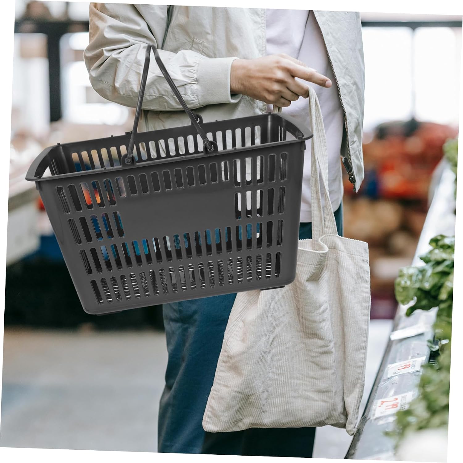 Toilet Bathroom Organizer Bathroom Storage Bin Portable Plastic Shopping Basket Grey