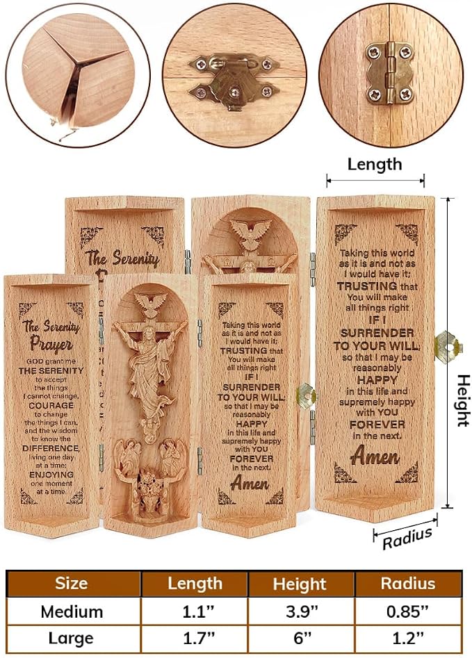 Estatua de Jesús de madera cilíndrica abatible decorativa miniatura 3