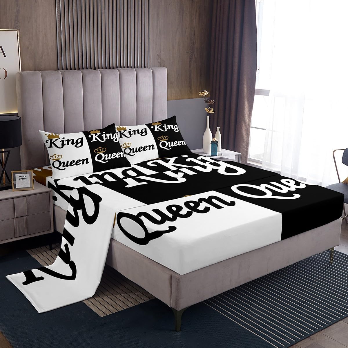 Feelyou Mr Mrs Sheet Set Adults Couple Lover Comforter Set for Adults Ultra Soft Valentine Day Comforter King Queen Presents Duvet Set Room Decor Full Size Quilt Set