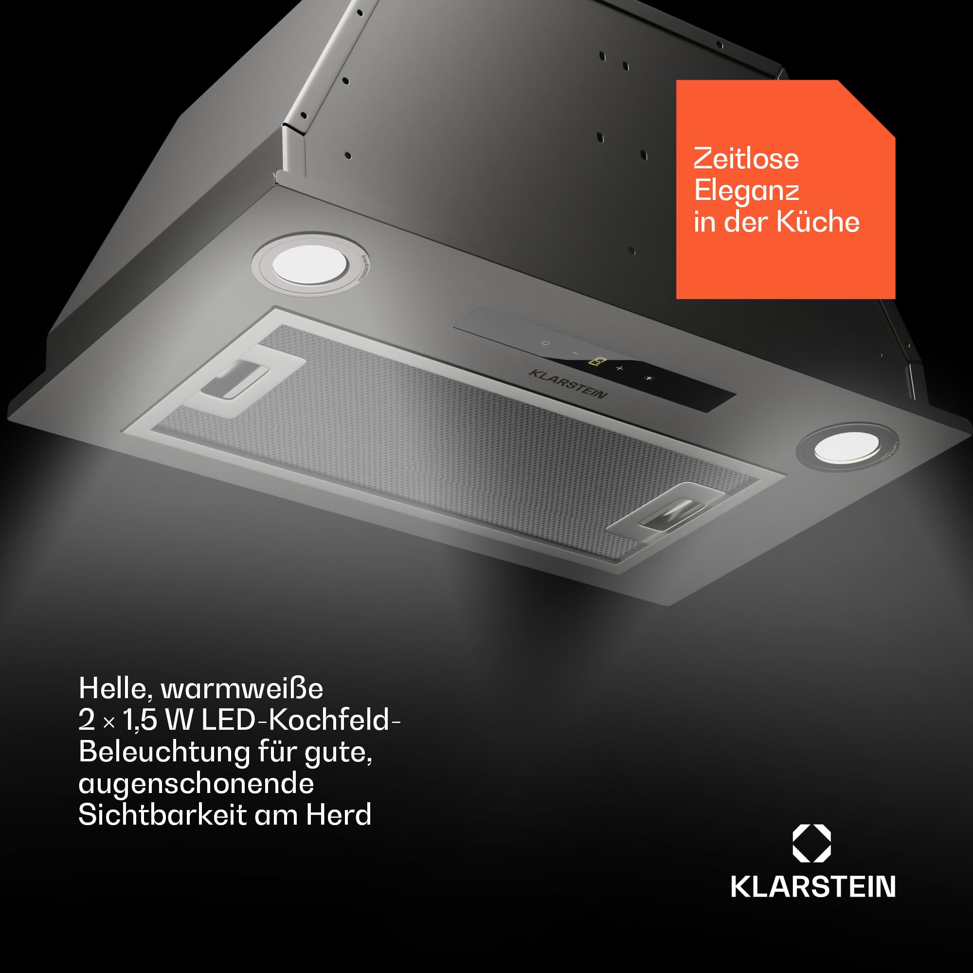 Klarstein Dunstabzugshaube 52cm Abluft Umluft LED Timer Touch Edelstahl 439 m³/h