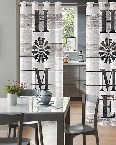 Miniatura 2 de BEMIGO Cortinas de puerta 100% opacas, molino de viento rústico, insonorizadas, aislamiento térmico, cortinas y cortinas para puerta temporal,