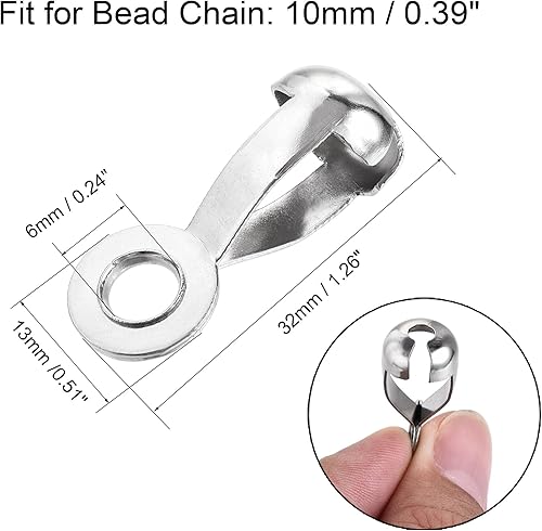 Miniatura 2 de uxcell Ball Chain Connector, Pull Loop Crimp Link Stainless Steel Connections
