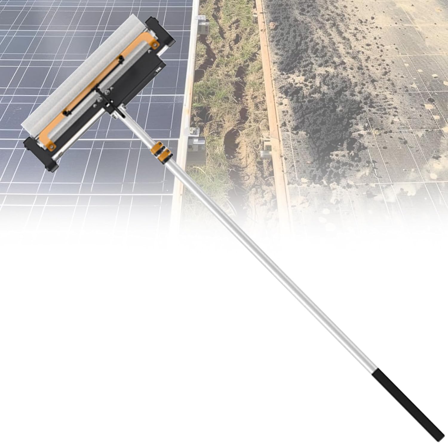 Automatic Water Fed Pole Kit, with 7.5m Adjustable Pole, Electric Solar Panel Cleaning Roller Brush, Brushless Motor Cleaning Brush, for Dry Cleaning No Water(Battery)