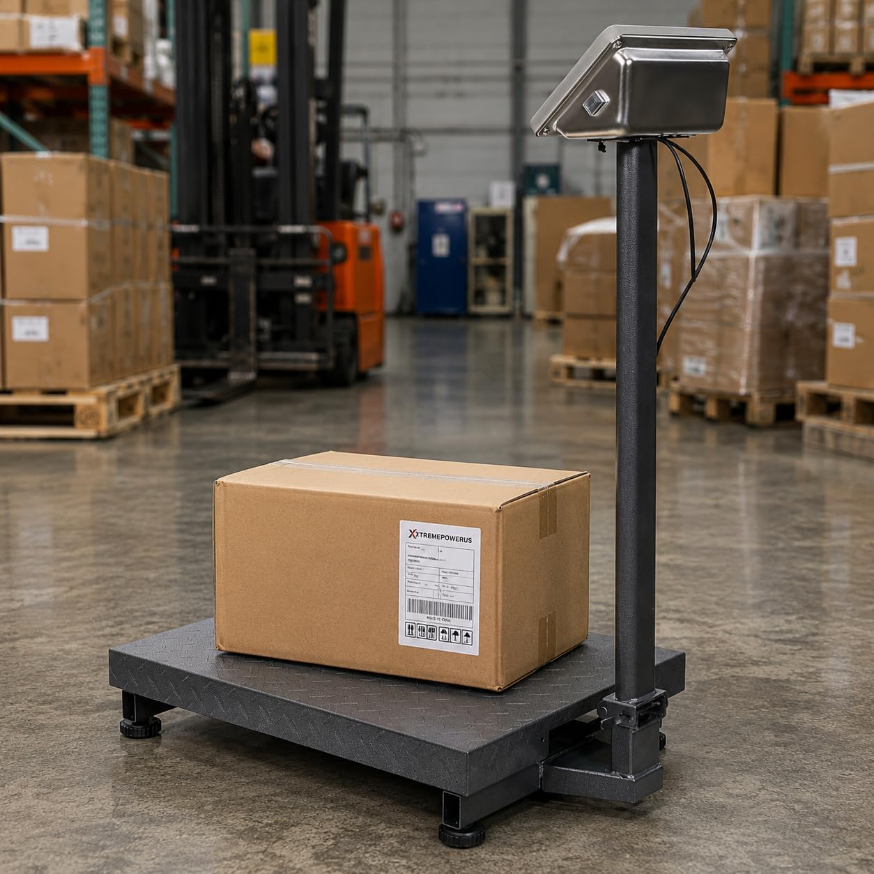 XtremepowerUS - Báscula digital de carga de 600 libras con plataforma de almacenamiento y calculadora de precio plegable