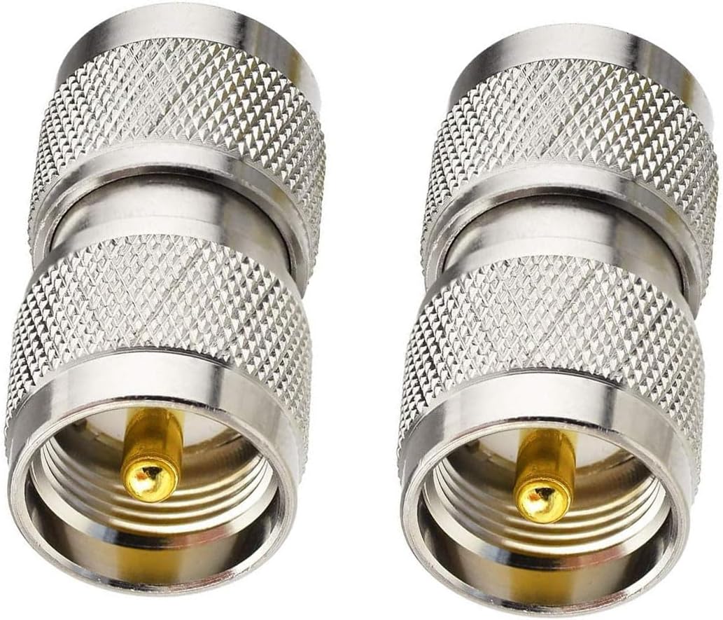 RF coaxial Coax Adapter UHF Male to Male PL-259 Connector Pack of 2