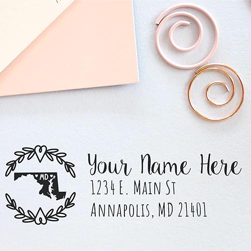 Miniatura 92 de State Love - Sello de dirección autoentintado para Texas, caja rosa, púrpura o negra, impresiones limpias y nítidas, diseño rectangular, tamaño 7/8