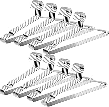 شماعات ملابس من الفولاذ المقاوم للصدأ مطلية، خفيفة الوزن بتصميم مضاد للانزلاق، متينة وشديدة التحمل، قدرة تحمل قوية (مجموعة من 40 قطعة)