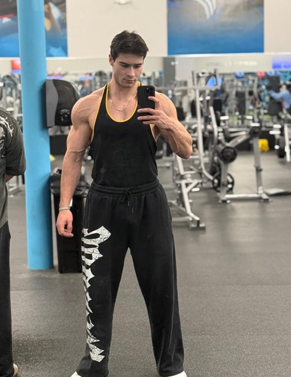Men's Graphic Baggy Sweatpants Men Gym Pants Stretchy Casual Athletic Joggers with Pockets for Workout Training - Image 3
