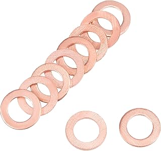 uxcell 25 Pcs Metric M6 x 10mm x 1mm Copper Flat Washer Sealing Ring for Screw Bolt Nut