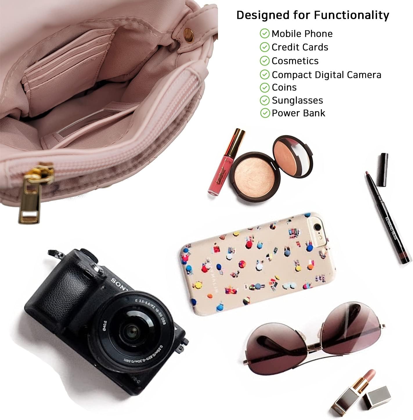 Phone Crossbody Bags for Women Small Vegan Leather Mini Shoulder Wallet Card Quilted Purse - Image 4