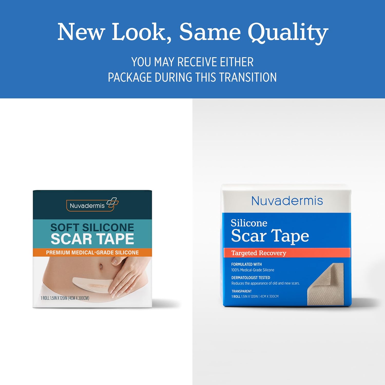 nuvadermis clear silicone scar tape for surgical scars - 120" x 1.5" roll - extra long scar sheets for c-section, tummy tuck, keloid, and surgical scars - reusable medical grade silicone scar tape scar tape clear - 1 pack