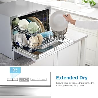 Midea Countertop Dishwasher Portable, 6 Place Settings, Energy Star | Mini Dishwasher with 6+2 Cycles, 52 dB Quiet & Compact, Perfect for Apartments, Dorms, or RVs, Silver