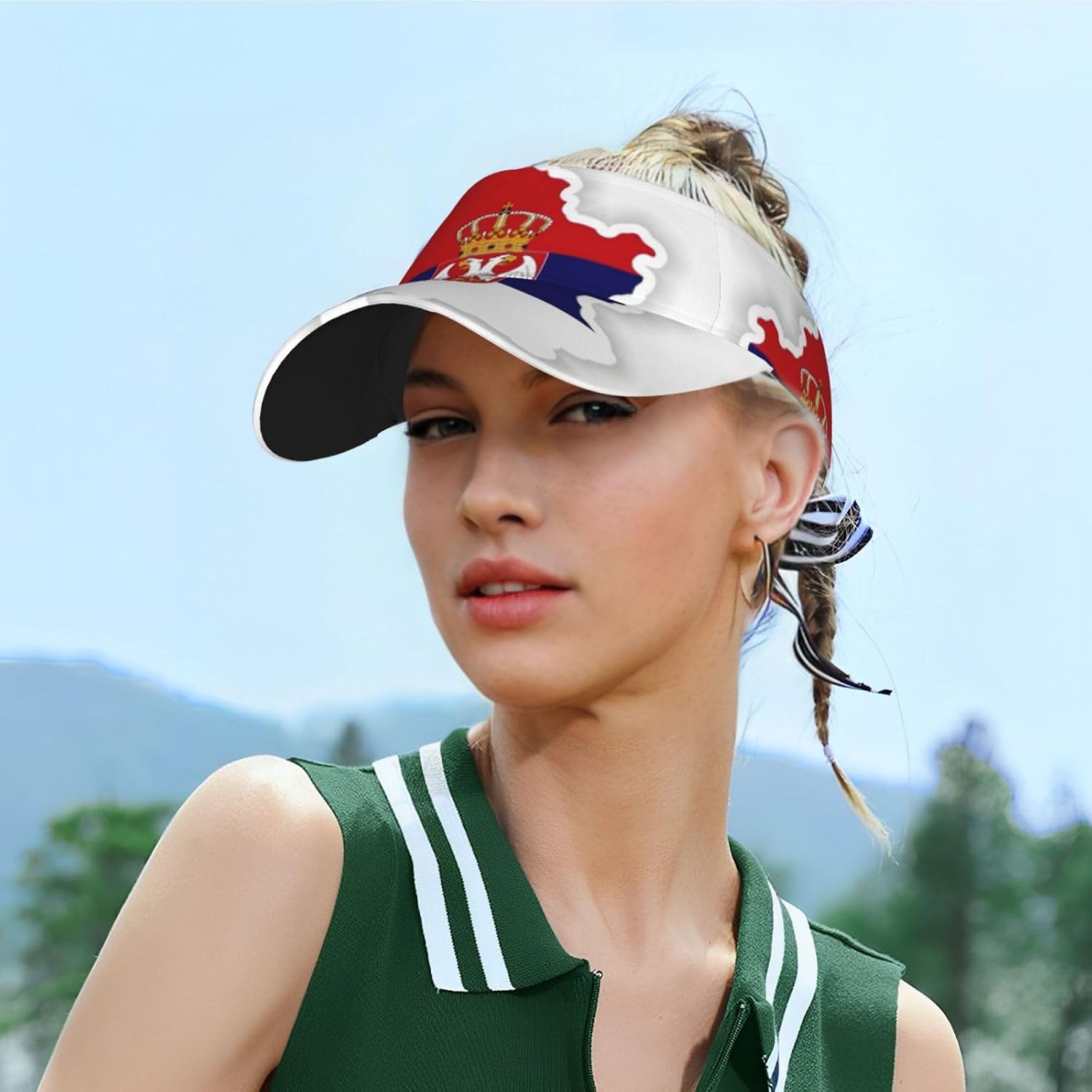 Serbia Flag Map Print Sport Sun Visor Hats Adjustable Empty Top Baseball Cap Ball Caps Sun Hat for Women and Men Black