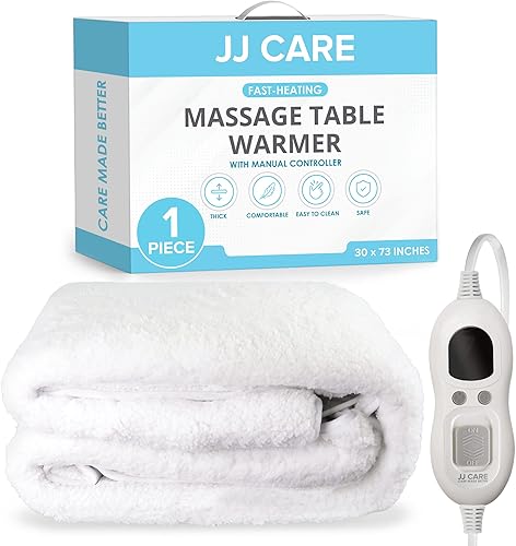 JJ CARE Calentador de mesa de masaje de 31 x 71 pulgadas, manual de 3 controles de calor, calentador de cama de masaje con cable desmontable de 12