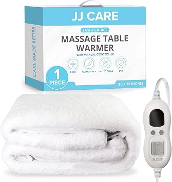 JJ CARE Massage Table Warmer 30"x73", Sherpa Fleece, 3 Heat Control Settings, 13ft Power Cord & Overheat Protection for Massage Therapy Bed Warmer Mattress Table Pad
