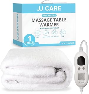 JJ CARE Massage Table Warmer 30"x73", Sherpa Fleece, 3 Heat Control Settings, 13ft Power Cord & Overheat Protection for Massage Therapy Bed Warmer Mattress Table Pad