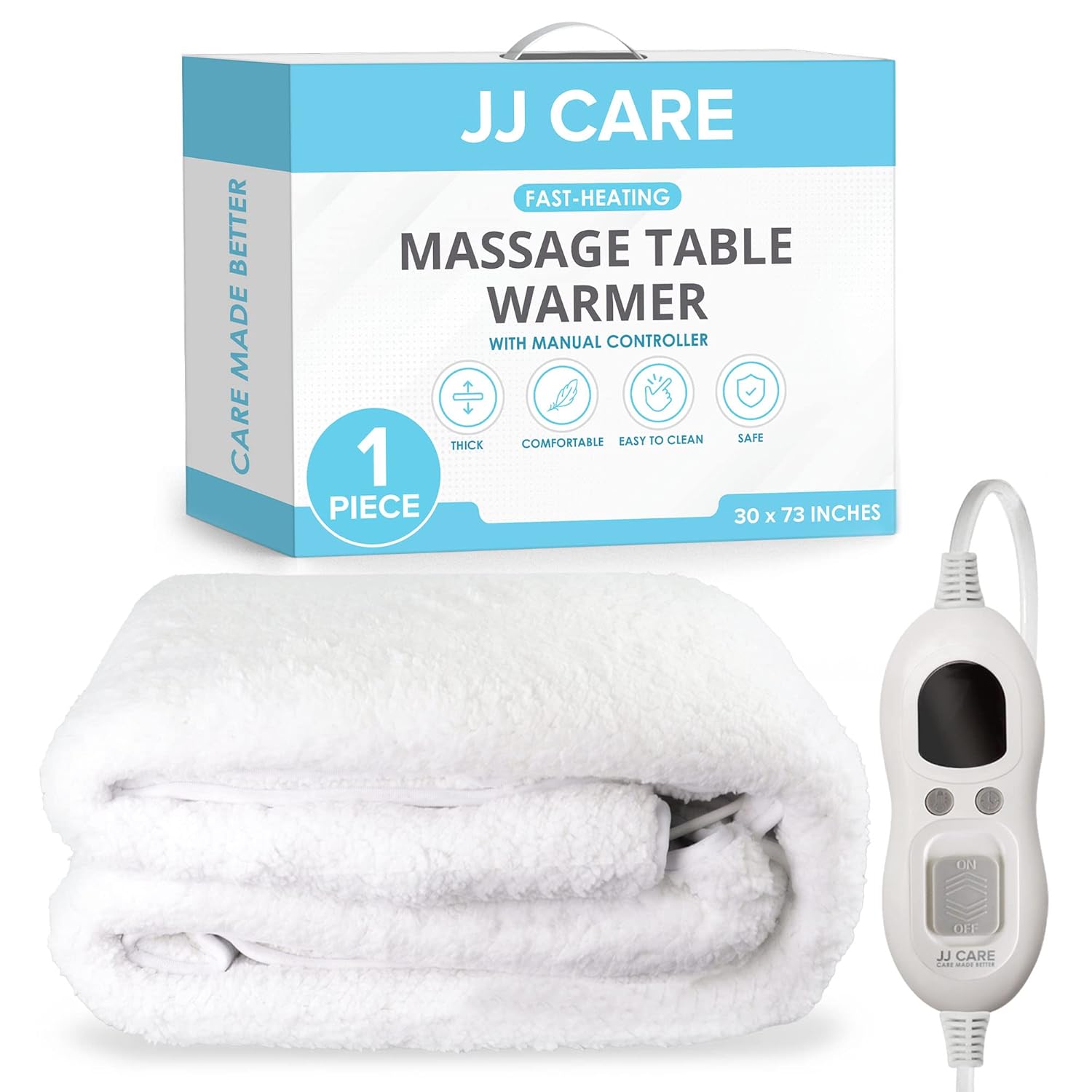 JJ CARE Massage Table Warmer 30"x73", Manual 3 Heat Control Massage Bed Warmer Fleece Pad w Detachable 13 FT Cord, Table Warmer Massage Therapy w Overheat Protection, Massage Table Heating Pad