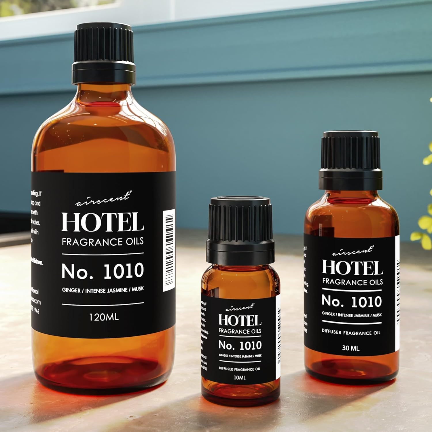 AirScent Hotel Diffuser Oil No. 1010 - Ginger Jasmine Tonka Bean - Hotel Scent Dupe - Premium Fragrance Oil for Ultrasonic and Waterless Diffuser - 120 mL, 4 fl oz Glass Dropper Bottle