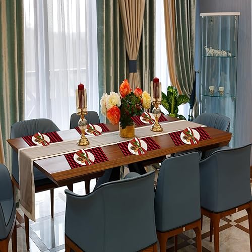 Miniatura 7 de Manteles individuales de papel desechables de Navidad, a cuadros, rectangular, Navidad, invierno, Año Nuevo, vacaciones, boda, baby shower,