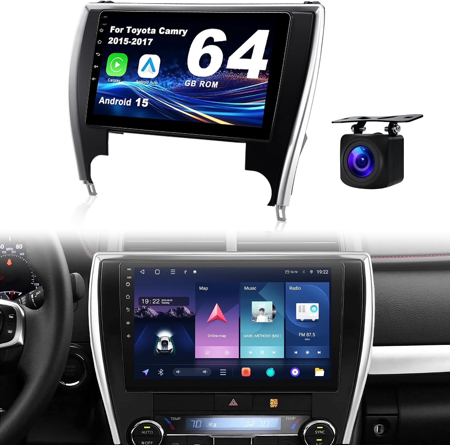 4GB RAM & 64GB ROM Car Radio for Toyota Camry 2015-2017