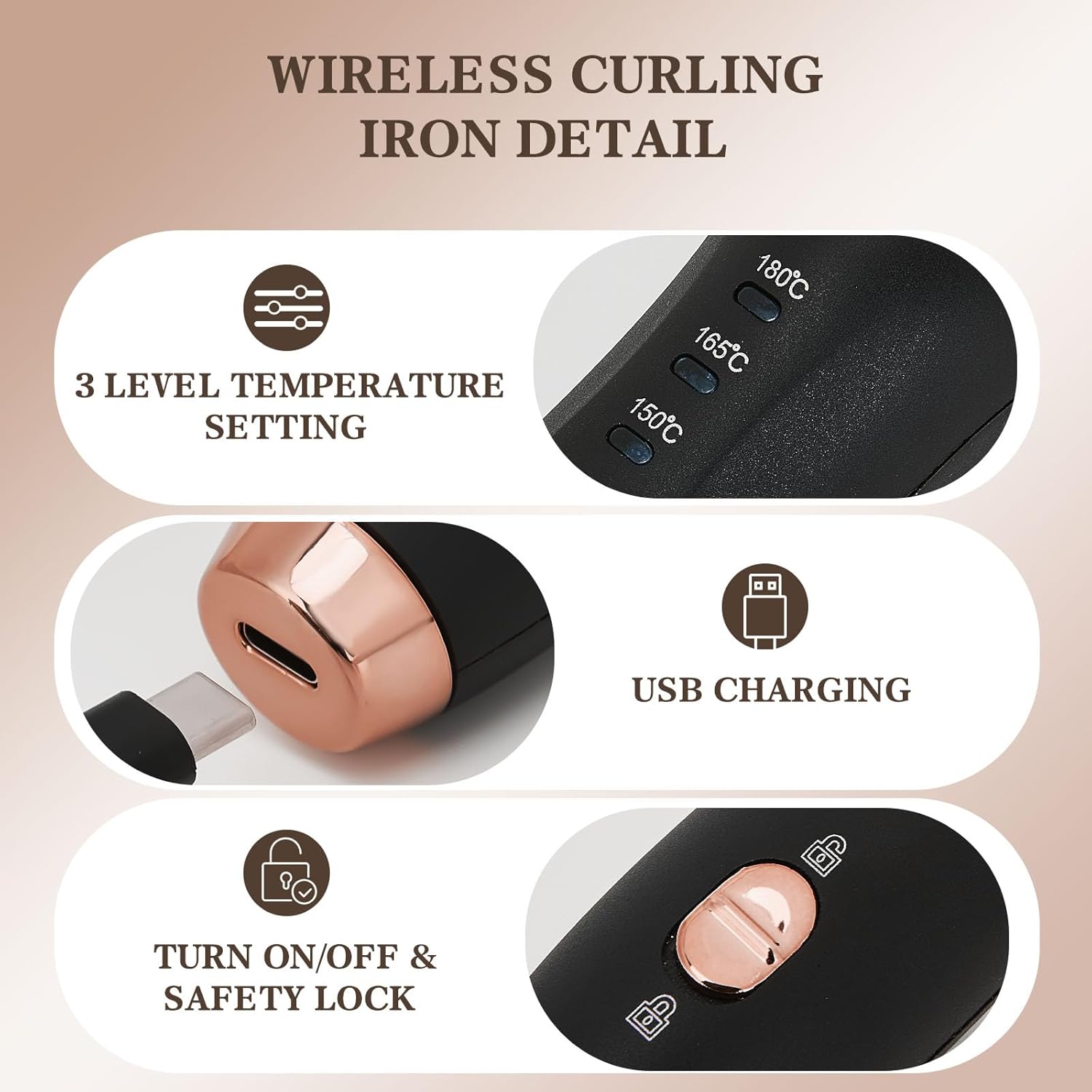 4000 mAh Rechargeable Cordless Curling Iron, Up to 400°F USB 19MM Cordless Hair Curlers Wireless Curling Wand with 4 Temps, 40 Mins Use Time Portable Ceramic Travel Curling Iron for Short & Long Hair