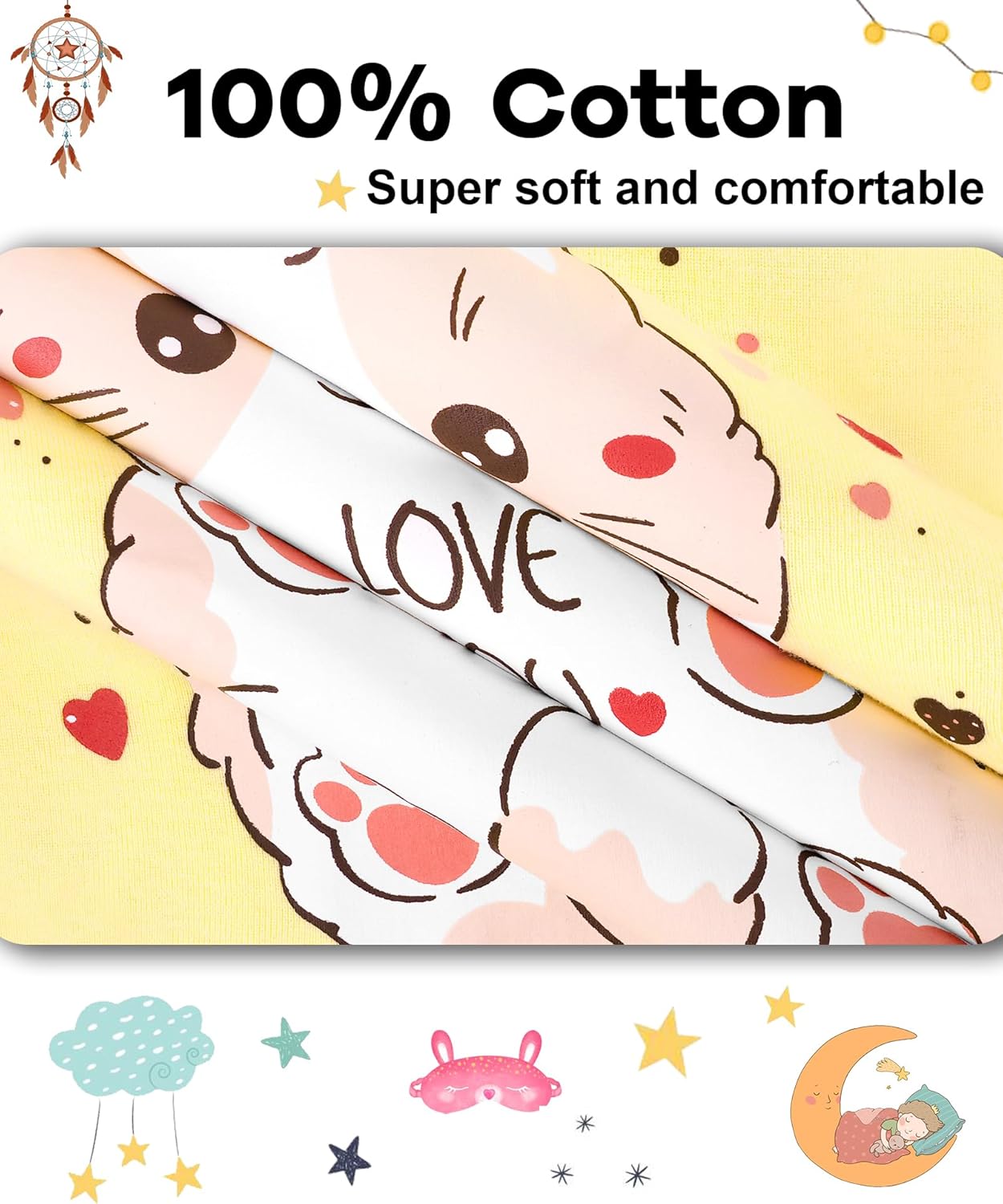 DAUGHTER QUEEN Girls Summer Pajamas Set 4 Pieces 100% Cotton Sleepwear Size 18 Months-12 Years - Image 5