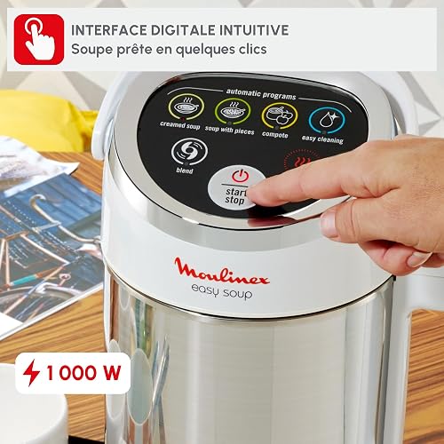 Moulinex LM841110 Easy Soup, Soup Maker con Acciaio Inossidabile, Facile Da Usare per Preparare Zuppe e Frullati, Capacità 1.2 Litri, 4 Programmi di Cottura e Sistema di Mantenimento al Caldo - 5