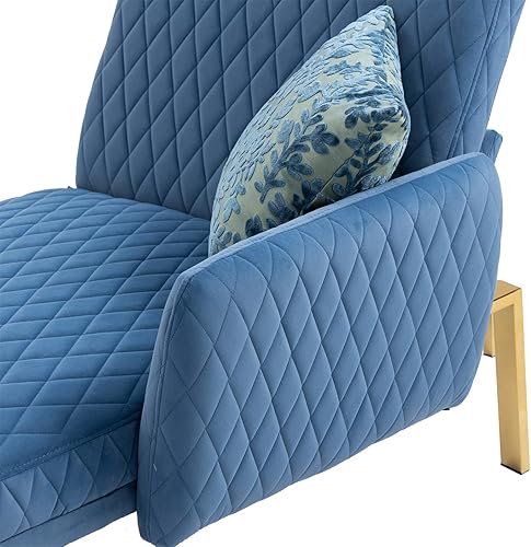 Miniatura 6 de Sofá de dos plazas Accent, moderno, tapizado, de terciopelo, con patas de metal dorado rosa, diván plegable ajustable, para el hogar, sala de estar,