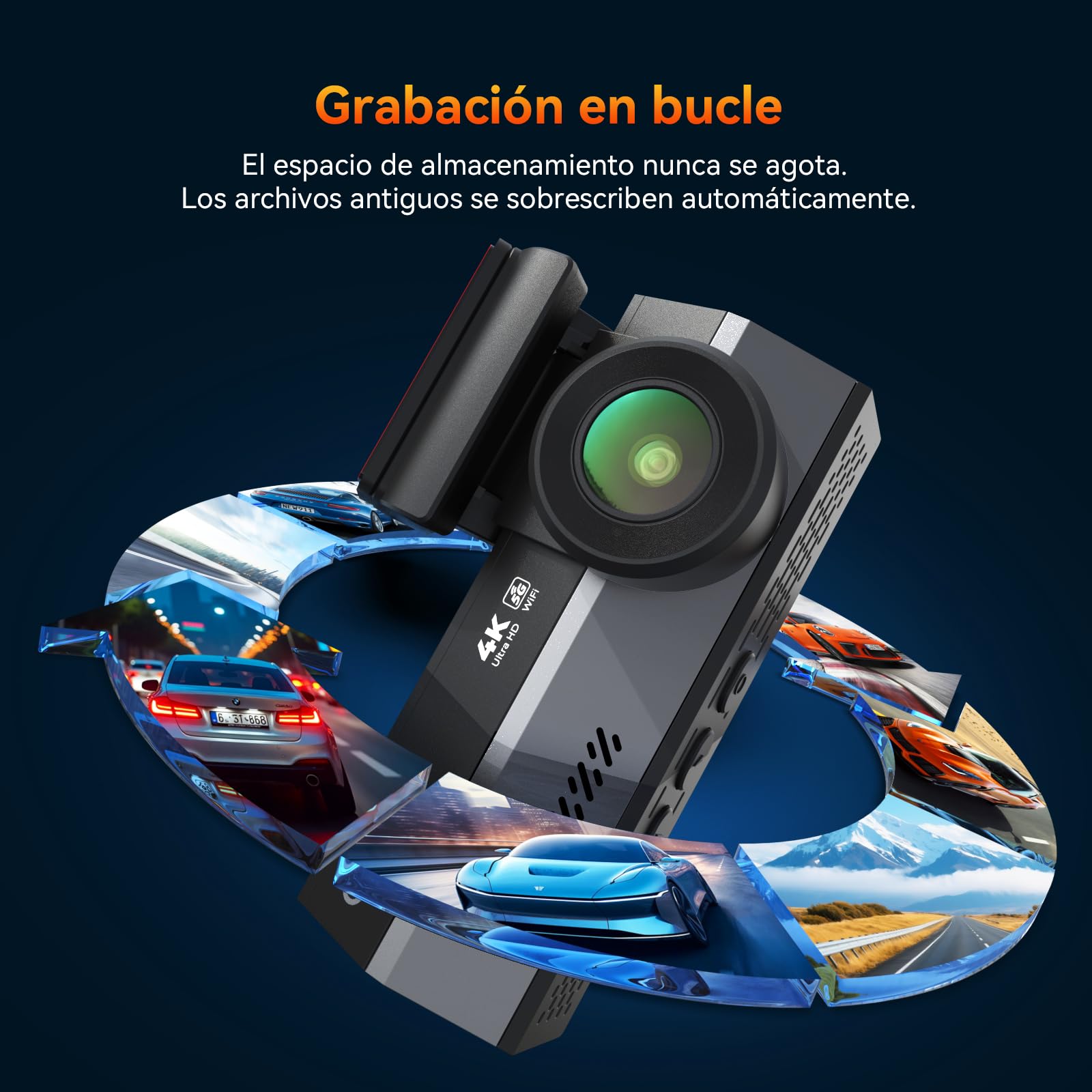 Dashcam 4K+2K – Cámara Coche Grabadora WiFi 5GHz con Tarjeta 64G, Cámara de Coche Frontal y Trasera, Grandangolo 170°+120°, Grabación en Bucle, Visión Nocturna WDR, Aparcamiento 24h, Sensor G