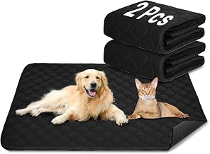 Training Mats for Dogs and Cats, Pack of 2, Extra Heavy Duty, Absorbent Waterproof and Non-Slip Washable and Reusable Puppy and Pet Training Mats (Black, 70 x 100 cm)