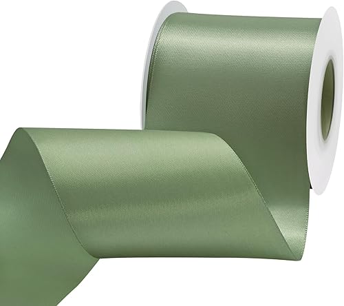 Miniatura 552 de Cinta de satén verde esmeralda de doble cara de 1-1/2 pulgadas x 50 yardas, cinta de poliéster verde esmeralda para envolver regalos, muy adecuada