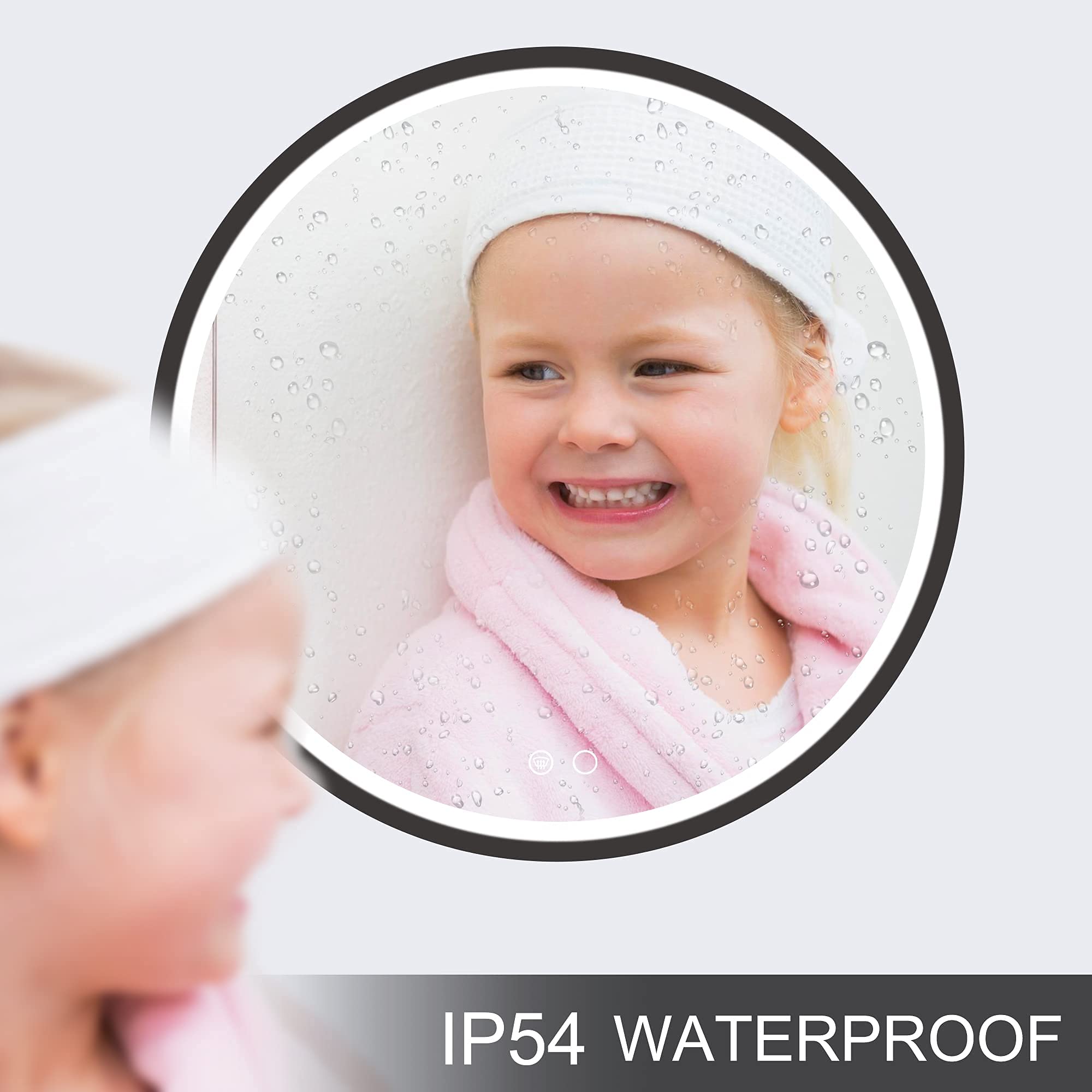 Keonjinn LED Round Mirror, 32 Inch Bathroom Vanity Mirror with Lights