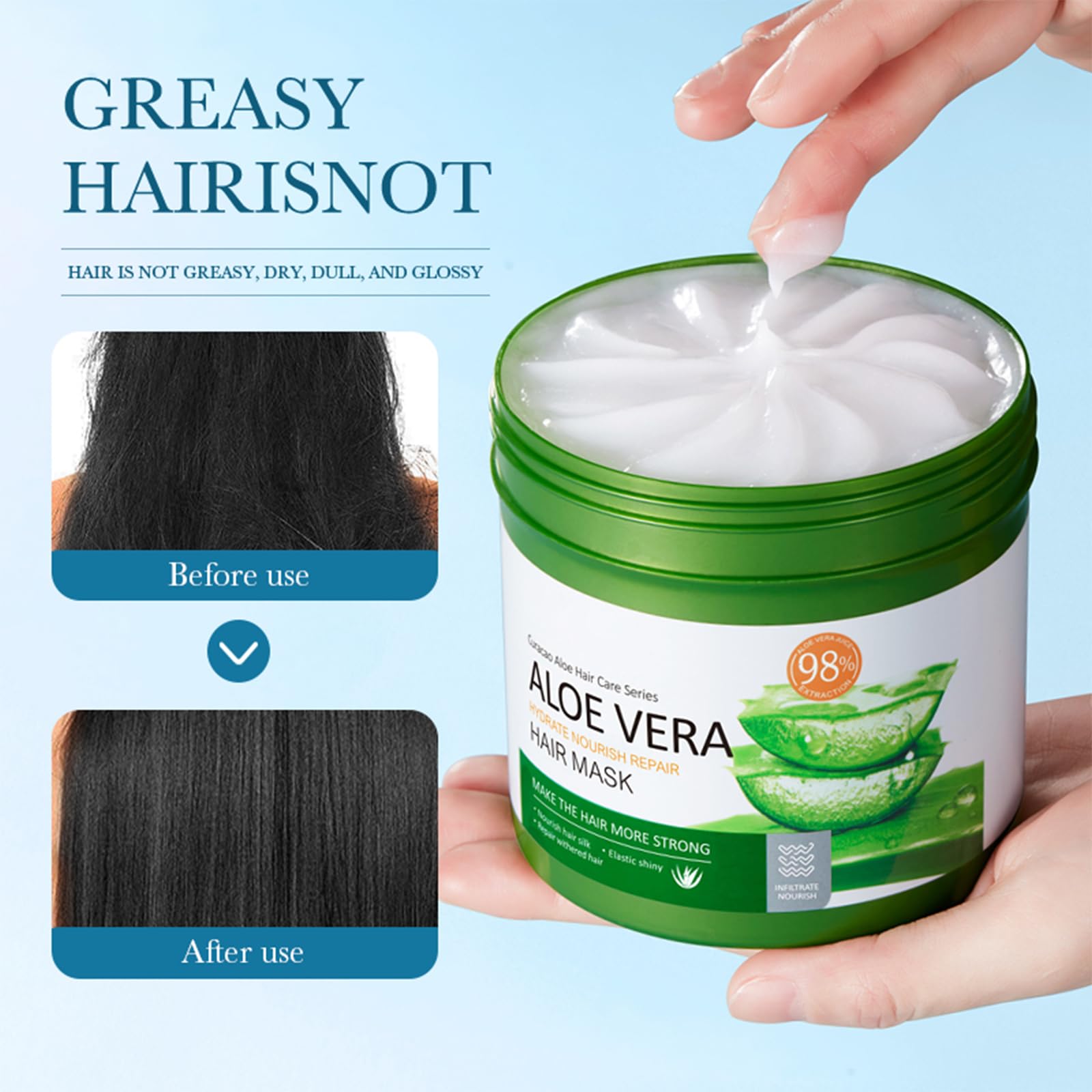 Aloe Vera Haarmaske, Haarmaske Reparieren, Keratin Haarmaske, Haarmaske Fr  Geschdigtes Haar, Aloe Vera Reparatur-Haarmaske, Repair Hair Mask, Pflegen  Sie Das Haar, 500g : Amazon.de: Kosmetik
